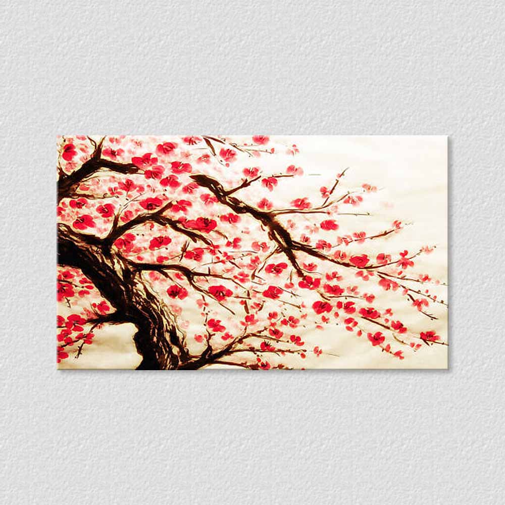 Cherry Blossom Red Flower - Handmade Painting