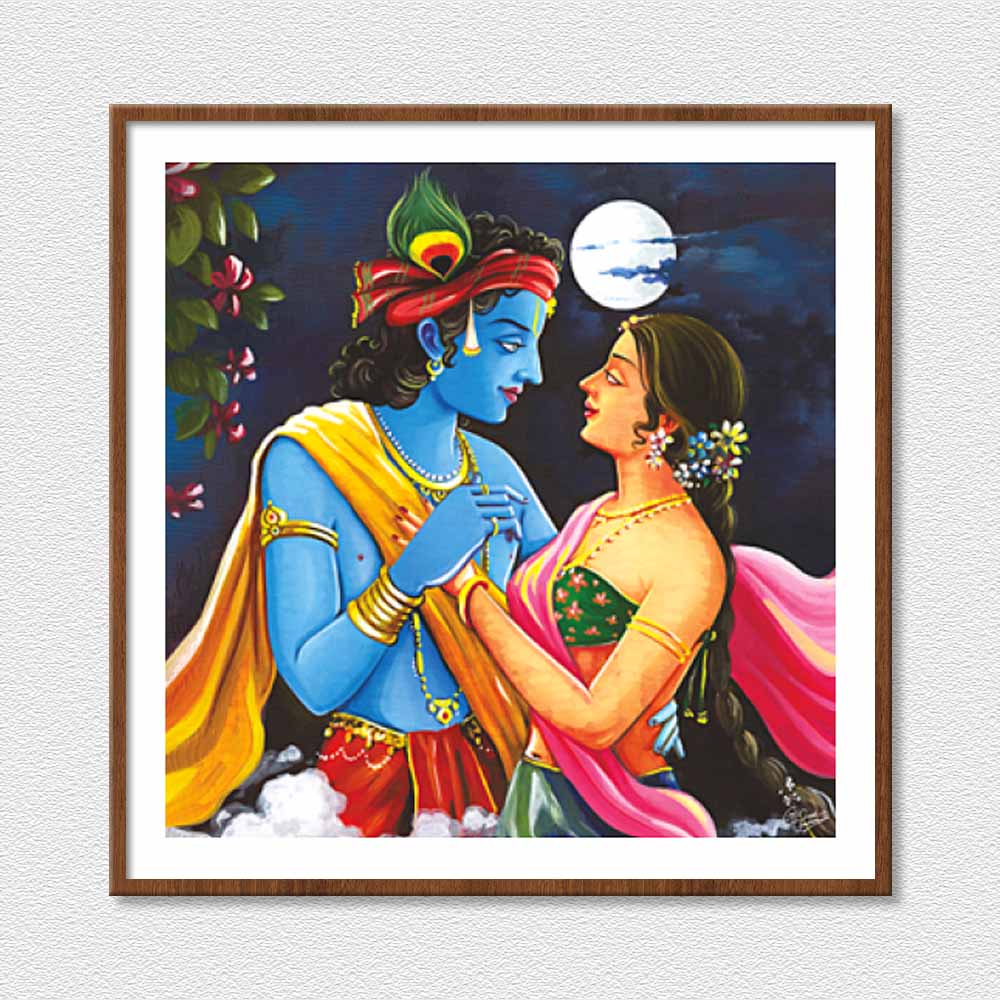 Dancing Radha Krishna - Handmade Painting