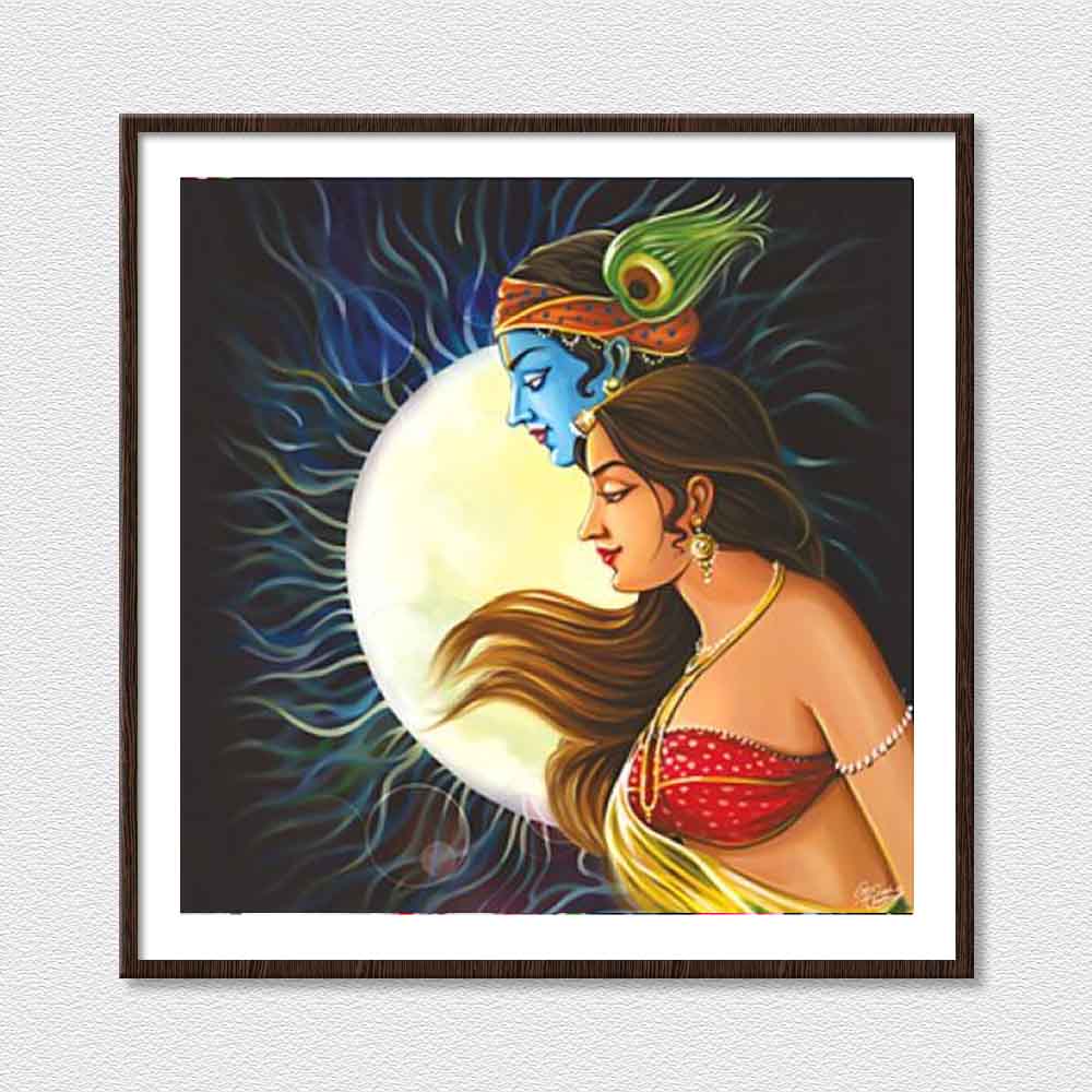 Chanting Radha Krishna - Handmade Painting