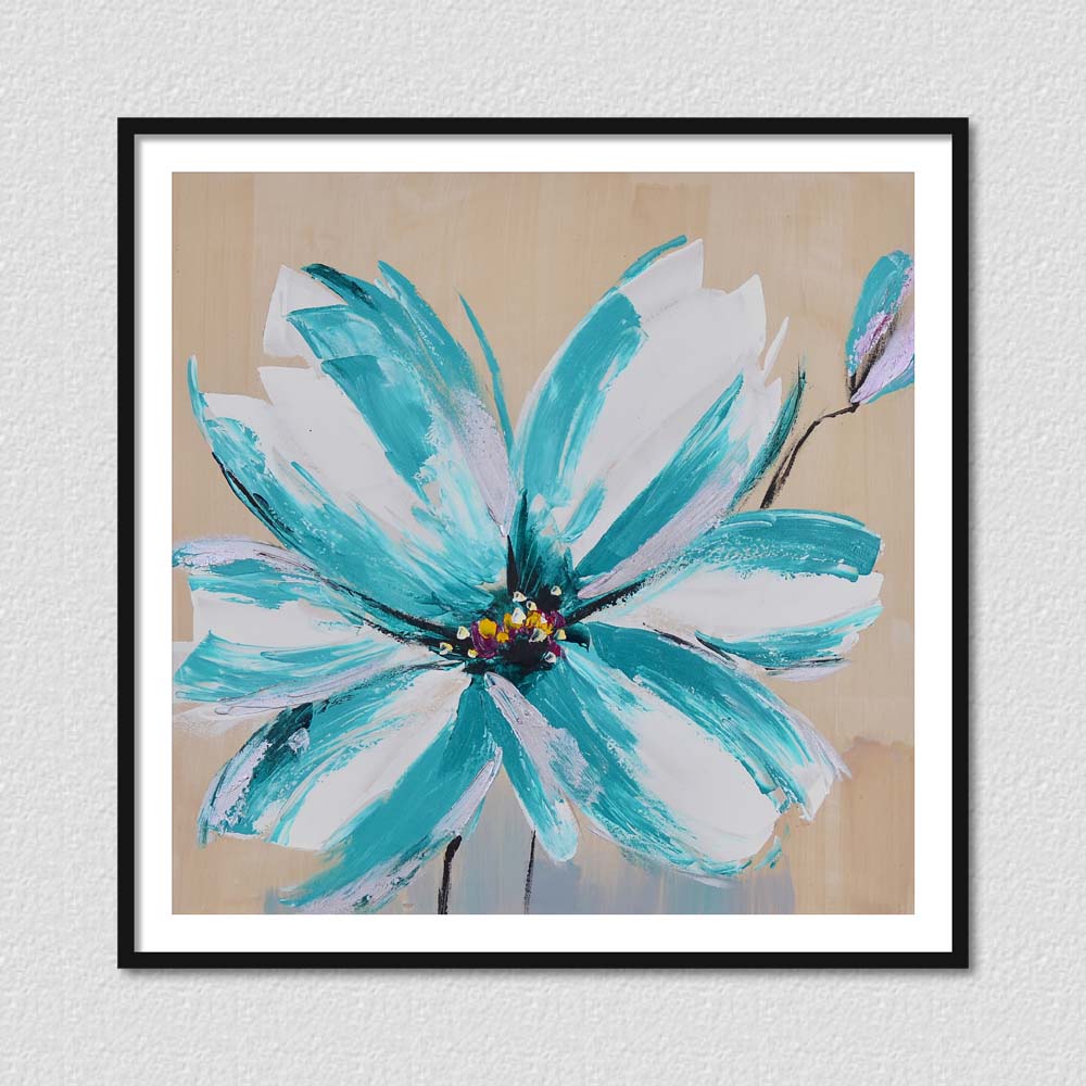 White Blue Flower - Handmade Painting